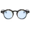 Lunettes de soleil 57218 Vintage rond hommes femmes Steampunk lunettes mode Rivet Clip lunettes transparentes Uv400