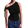 Kadın Tişörtleri Kadın Sınır Kesme Boyun Tüpü Üst Strapless Sırtsız Sarma Bandeau Asimetrik Kravat Yaz Eşarp Yeleği Sokak Giyim
