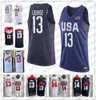 2021 Custom m Hommes Femmes Jeunes USA 13 George 14 Draymond Noir 2016 Dream m Cousu blanc bleu Throwback City Basketball Jersey8942930