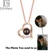 Halsketten EthShine 925 Sterling Silber Personalisierte Herz Fotoprojektion Halskette Foto Individueller Schmuck Geschenk Geburtstag Liebhaber Familie Frauen