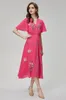 Women's Dress V Neck Short Sleeves Embroidery Sequined Fashion Casual Mid Vestidos