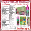 Original RandM Tornado 9000 Puff Vape jetable E Cigarette 18 ml 2% 5% 850mAh Batterie rechargeable 43 saveurs RGB Glow 9K Vapes Pen Kit de démarrage