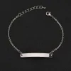 Bracelets Engraving Name Logo Stainless Steel Curved Tag Bracelet Long Bar Brand LOGO Family Bracelet For Men and Women