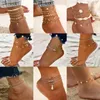 SKKLASS KOTIK 4PCS/SET GOLD Color Multi-Layer Perlen Kette Fachkettage Simple Beach Heart Foot für Frauen Schmuck