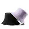 S49t Wide Brim Hats Bucket Reversible Solid Color Hat for Men Women Summer Sunhat Unisex Travling Fishing