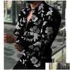 Camicie casual da uomo Men039S Camicia oversize da uomo moda Stampa di vite floreale Top a maniche lunghe Men39S Abbigliamento Camicette cardigan vintage56 Dhmxf