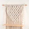 Tapisserier Boho Woven Wood Shelf Tapestry Cotton Rope Wall Floating Exquisite Workmanship Minimalist och hållbar