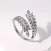 Hanpai hot sale high quality fashion jewelry gold leaf ring adjustable opening ring stainless steel ring