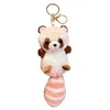 Nyckelringar Plush Big Tailed Raccoon Charm Lovely Prydnad Women Car Keyring Ryggsäck Handväska Pendant Keys Holder Holder