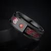 Anéis masculinos com incrustação de anel azul vermelho zircão e formato de dragão fibra de carbono, joias luxuosas de tungstênio, anéis de tamanho grande, personalizados, frete grátis