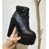 Women Ladies Fashion Knee Boots Leather Thigh High Lace Up Thick Sole Heel Short Martin Womens Booties Woman Shoes Winter 230830