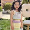 Kids Luxury Designer Kid T-shirt Skirt Sets F Designers Baby Clothes Children Summer Beach Clothing Girls Luxury Sleeveless Dress esskids CXD2402202-12