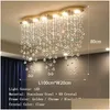Ljuskronor lyxiga hänge kristall 2024 tak hem led belysning fixtur lång hängande lampa för vardagsrum lyster matsal droppe dhhfi