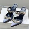 heels shoes Women Pumps Pointed Toe Baotou slippers High Heel Rhinestone Bling Party high-heeled shoes for Style Summer and Spring multi-function designer Sandals