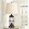 Table Lamps Lamp For Living Room With Usb Ports Touch Control 3-Way Dimmable Bedside Led Night Light Farmhouse Rustic Nightstand Drop Dhq5W