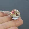 Hänge halsband konstserie halsband dubbelsidig glas boll legeringskedja smycken olika personliga gåvor för entusiaster