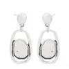 Boucles d'oreilles pendantes en alliage couleur argent Antique, 4 X, rectangulaire ajouré à la mode pour femmes, bijoux cadeau 52x22mm