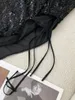 Jupes Style Femmes Mode Noir Paillettes Asymétrique Chemise Mince Sexy Dame Taille Haute Demi-Robe Pour Fête D'anniversaire Club