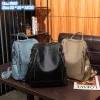 Wholesale ladies shoulder bag 3 colors simple and versatile lychee pattern handbag soft and comfortable leather backpack street trend double zipper backpacks 608