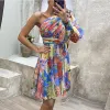 Dresses Sexy Flower Print Dress Women Elegant off Shoulder Mini Dresses For Women Fashion Evening Party Dress 2023