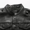 Men's Vests Motorcyclist Short Slim Undershirt Biker Men Large Size Vegetable Tanned Sheepskin Vest Leather Sleeveless Coat Tops