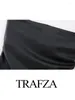 Женские майки TRAFZA, летние сексуальные, без рукавов, с открытой спиной, без бретелек, плиссированные, тонкий корсет, короткий топ, искусственная кожа