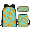 Backpack YIKELUO Tropical Plant Durable Brand Banana Leaf Print Casual Messenger Bag Fruit Student Pencil Case