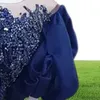 2022 Arabski Aso Aso Ebi Ebi Royal Blue Mermaid Sukienki Promowe Koronkowe Kryzysowe Kryształy wieczorne przyjęcie Drugi przyjęcie urodzin 6894266