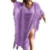 البلوزات النسائية صلبة ملونة تغطية طويلة للنساء ملابس السباحة لباس 2x شاطئ