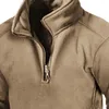 Hoodies masculinos retro moletom com zíper meia carcela coreano à prova de vento quente ao ar livre caça tops inverno