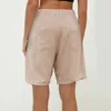 Shorts pour femmes femmes décontracté solide coton lin Cargo pantalon mode bouton de fermeture éclair poches plissé bureau travail porter 2024