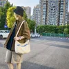 Canvas Bags For Women Vintage Handbags Casual Shoulder Crossbody Bag Eco Bag Korean Messenger Bag Y2K Unisex Black Shopper Bag 240220