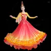 Palco desgaste 360 graus espanhol tourada vestido de dança do ventre saia de salão longo robe flamenco fille saias vestidos vermelhos para mulher