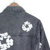 Jaqueta jeans masculina jaqueta designer casaco monograma-patch rua casual casaco lavagem jaqueta vintage