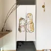 Rideau de porte japonais Noren, chat drôle mignon, draperies pour salon, chambre à coucher, cloison de porte, cuisine, entrée, demi-rideaux suspendus