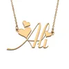 Collar con nombre personalizado de Ali, colgante personalizado para mujeres y niñas, regalo de cumpleaños, joyería para mejores amigos, acero inoxidable chapado en oro de 18 quilates
