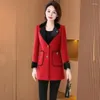 Costumes pour femmes 2024 mode printemps automne rouge blazer vestes femmes coréennes à manches longues décontracté élégant manteau femme costume vêtements d'extérieur dames hauts