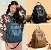 Factory wholesale ladies shoulder bags 6 colors simple Joker printed handbag soft solid color thick leather backpack street popular color matching female bag