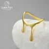 Anneaux Lotus Fun 18k Gold Fashion Drop miel Fluide de datation Ronilles pour femmes Gift Simple Original Real 925 Silver Silver Bijoux
