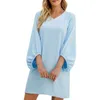 Casual Dresses Womens Dress Spring Autumn Loose Flowy Long Sleeve Solid Color V Neck