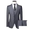 Costumes pour hommes Blazers Hommes Simple Business Mode élégante Entretien d'embauche Gentleman Set Tra Thin 3 pièces 230330 Drop Delivery Apparel Dhnh8