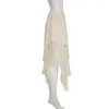 Jupes femmes asymétrique dentelle florale fluide jupe longue esthétique Fairycore Vintage taille élastique couches à volants Midi
