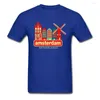 Camisetas masculinas mais recente Vintage Amsterdã Holanda Cidade da cidade Top Cotton Tops Casual Top-shirt Moinho de vento Urban Men Tshirt