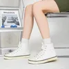 Scarpe di tela alte casual retro stile college da donna classiche nere bianche blu appartamenti sneakers alla moda alla moda