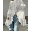 Женские блузки Zenaide 2024 с рюшами и длинными рукавами, сексуальный свободный укороченный топ, весенняя женская элегантная модная блузка, рубашки для офисных леди