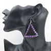 Boucles d'oreilles pendantes FYJS Unique plaqué argent géométrique petites perles rondes améthystes pierre naturelle Quartz clair bijoux