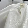 Blouses Femme Chemises Chemise blanche en coton à revers à manches longues avec panda brodé coupe irrégulière