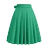 Skirts A-line Skirt Elegant Midi With Belted Tight Waist Soft Ruffle Detail For Women Solid Color High Summer Dating