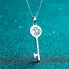 Pendentifs Smyoue S925 or blanc 1ct Moissanite pendentif clé Simple clavicule chaîne scintillant diamant femme collier pour les femmes en gros