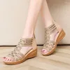 Klänningskor Summer Rhinestone Wedge For Women Sandals Open Toe High Heels Casual Platform Ladies Female Sandalias Mujer